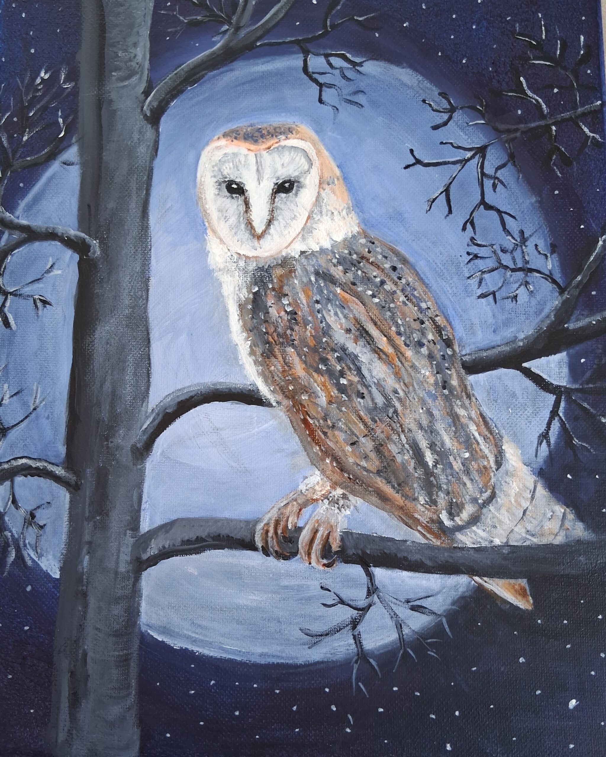 Patricia Statter Owl in moonlight